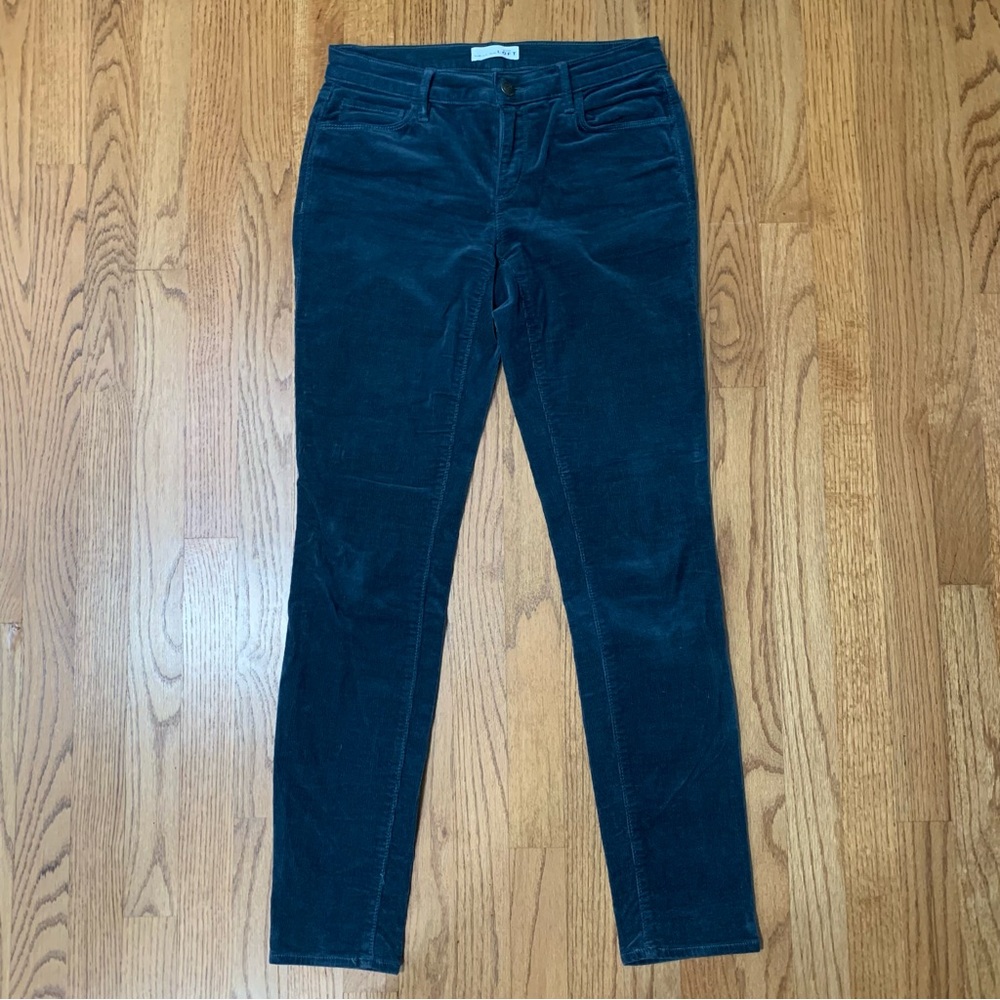 Loft Modern Skinny Mid-Rise Fine Wale Corduroy Pants Gray-Blue Slate Size 4